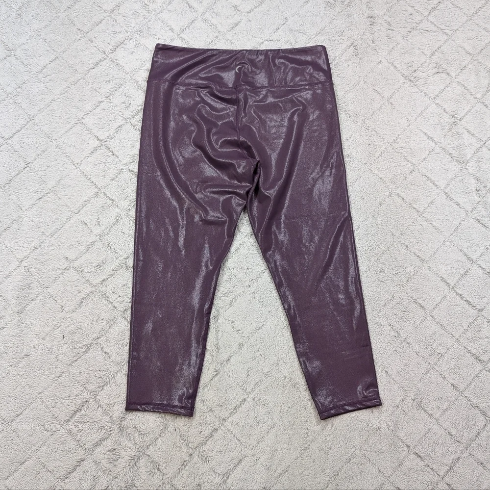 Zyia Leggings Womens 20 Purple Plum Metallic Plus Light N Tight Crop Hi-Rise
